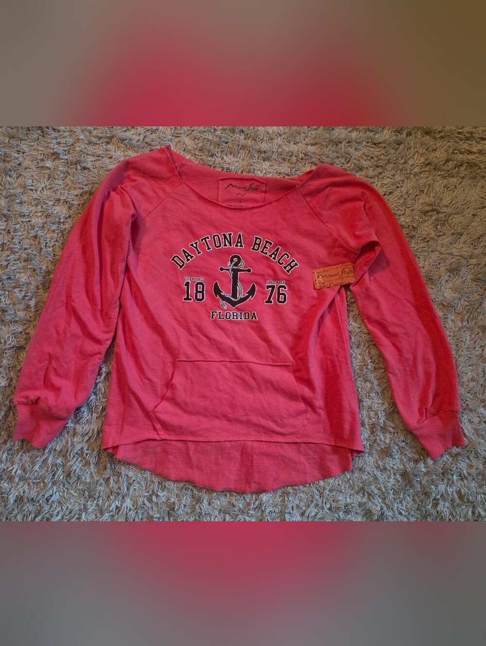 NWT Miami Style Daytona Beach Pink Coral Long Sleeve Shirt Womens Size Medium